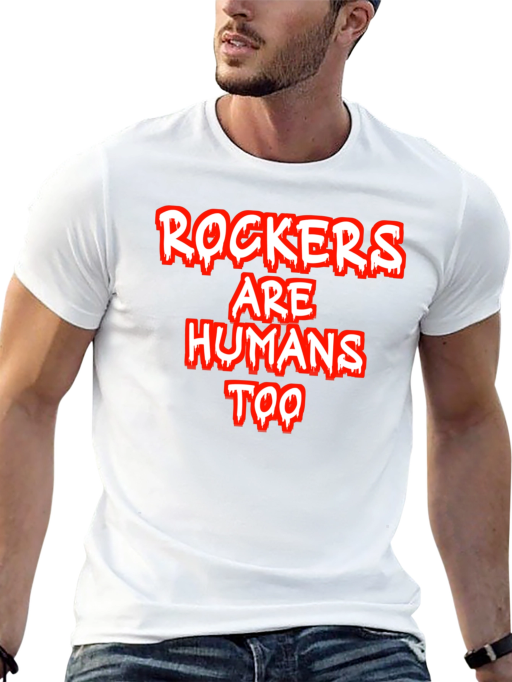 Rockers Are Humans Too Graphic Tee - Black Cotton