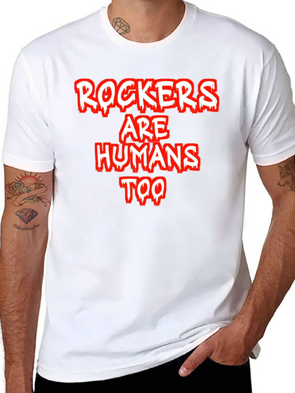 Rockers Are Humans Too Graphic Tee - Black Cotton