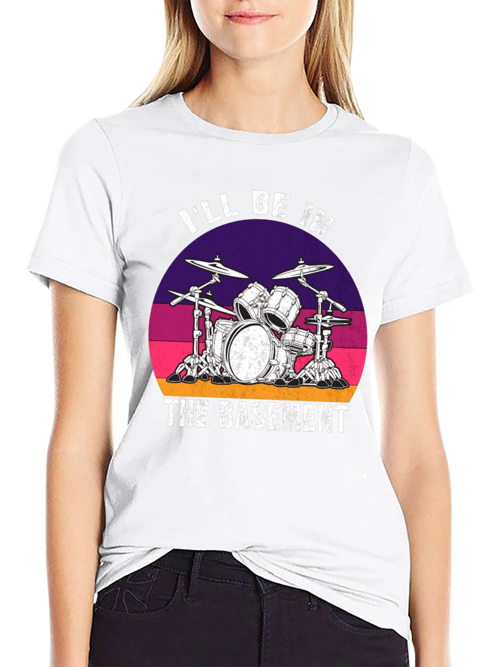 Ill Be In The Basement Drum Set Graphic Tee