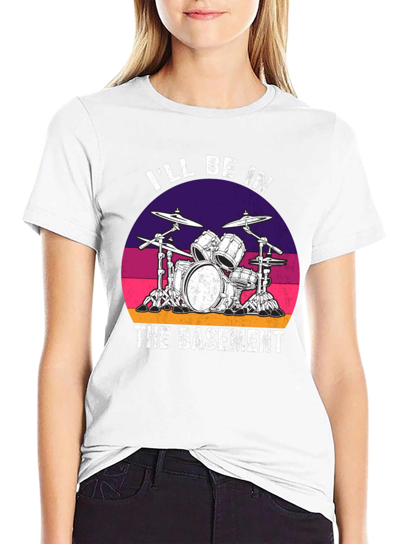 Ill Be In The Basement Drum Set Graphic Tee