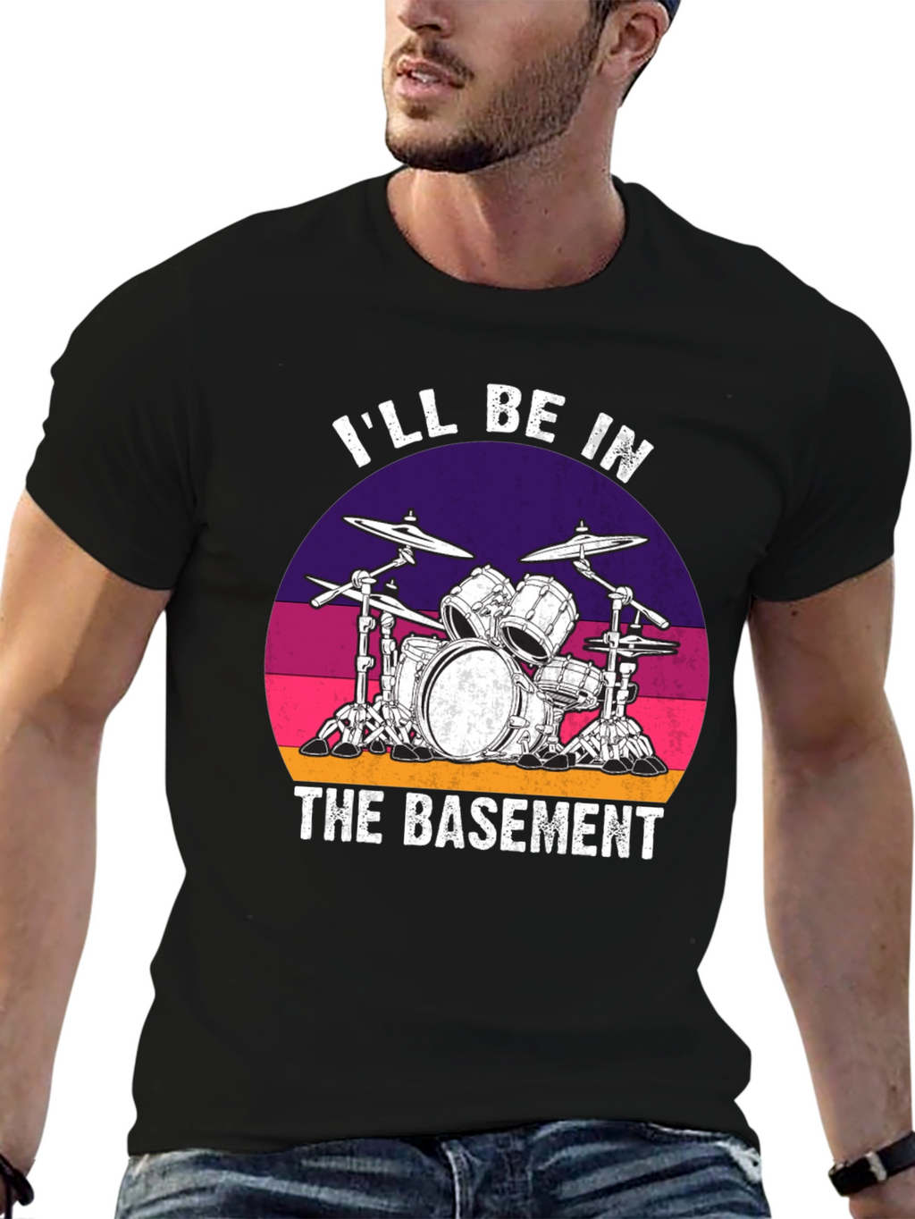 Ill Be In The Basement Drum Set Graphic Tee