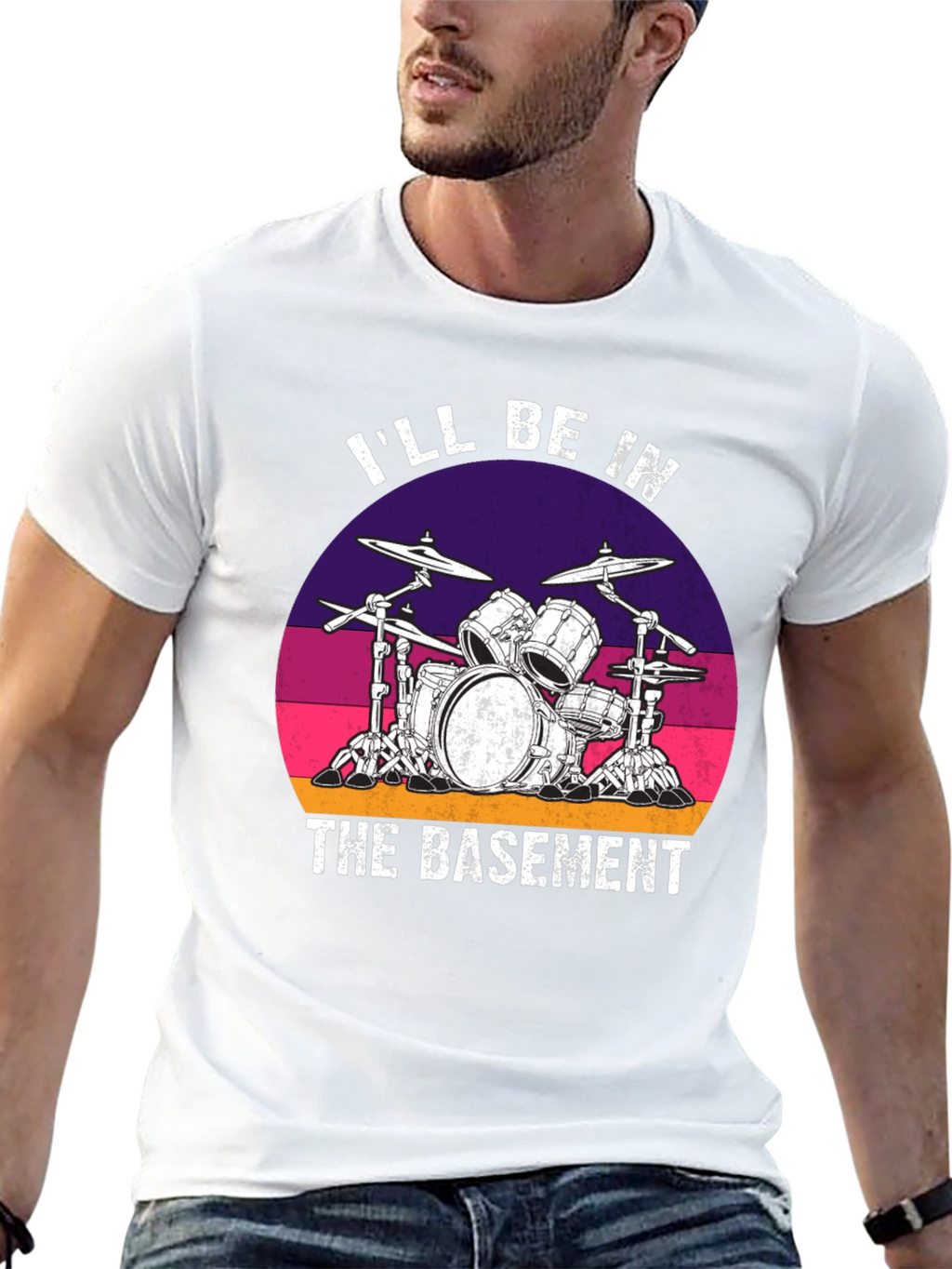 Ill Be In The Basement Drum Set Graphic Tee