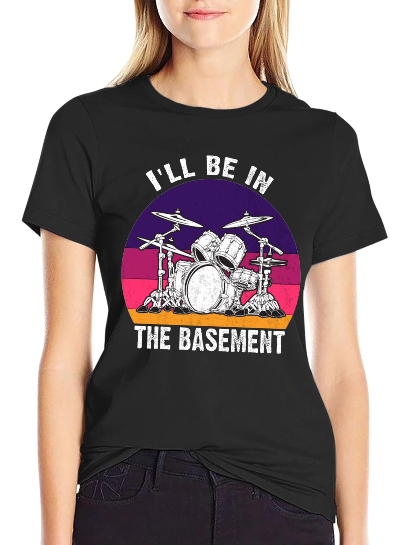 Ill Be In The Basement Drum Set Graphic Tee