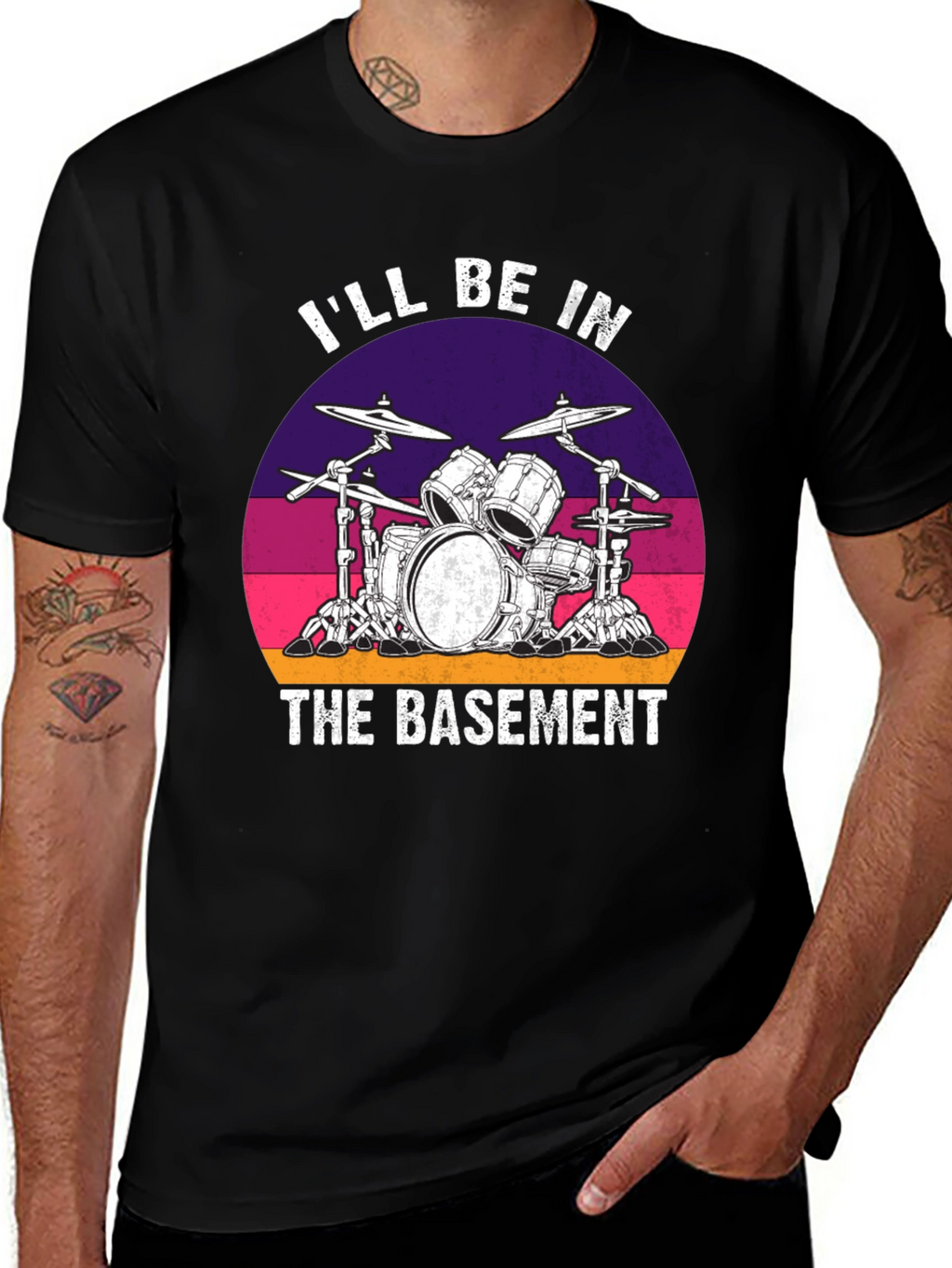 Ill Be In The Basement Drum Set Graphic Tee