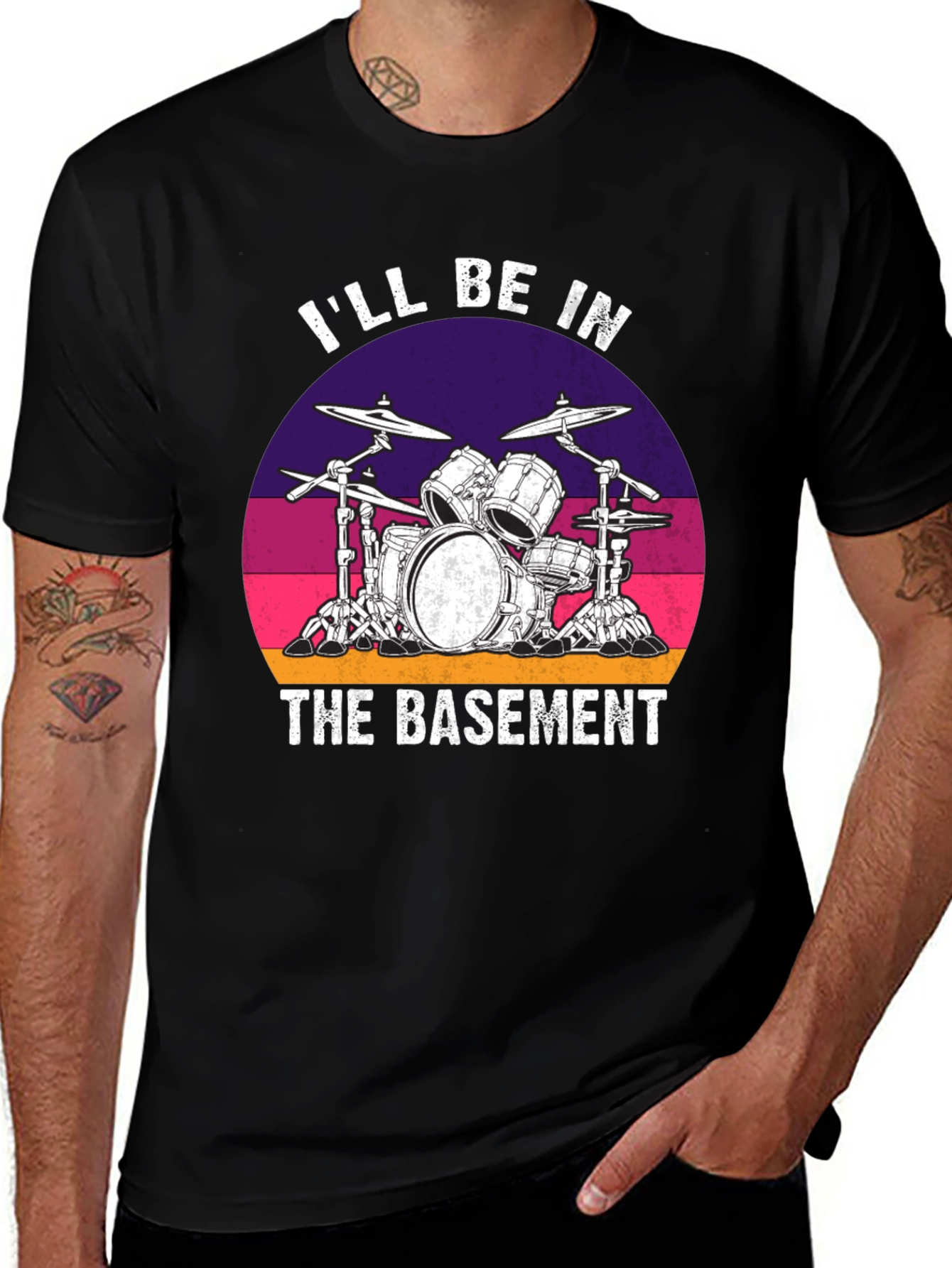 Ill Be In The Basement Drum Set Graphic Tee