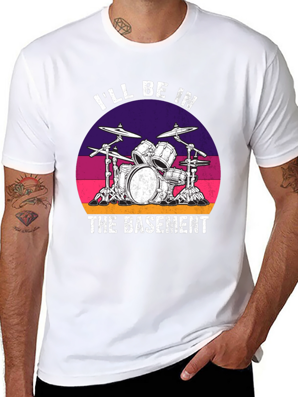 Ill Be In The Basement Drum Set Graphic Tee