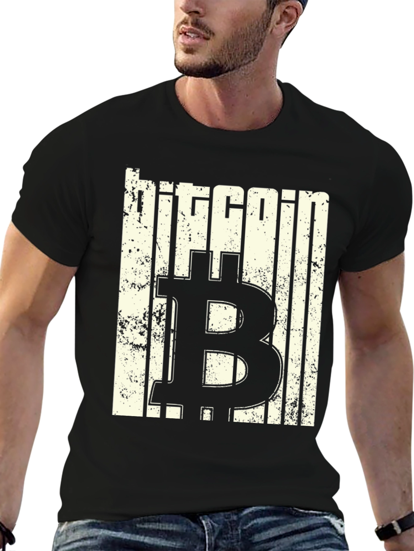 Bitcoin Graphic Print Black T-Shirt