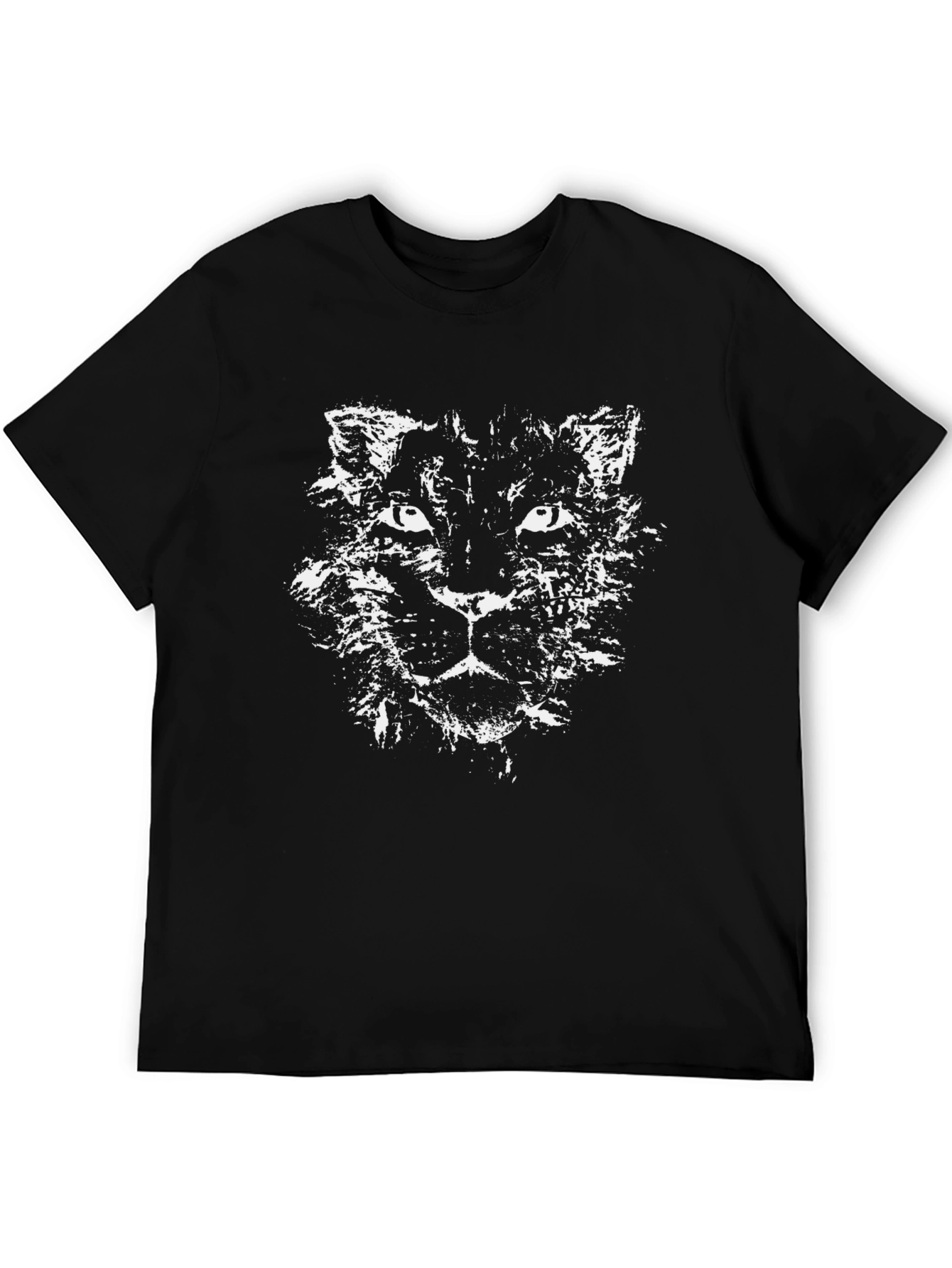 Black T-Shirt with Distressed Panther Graphic