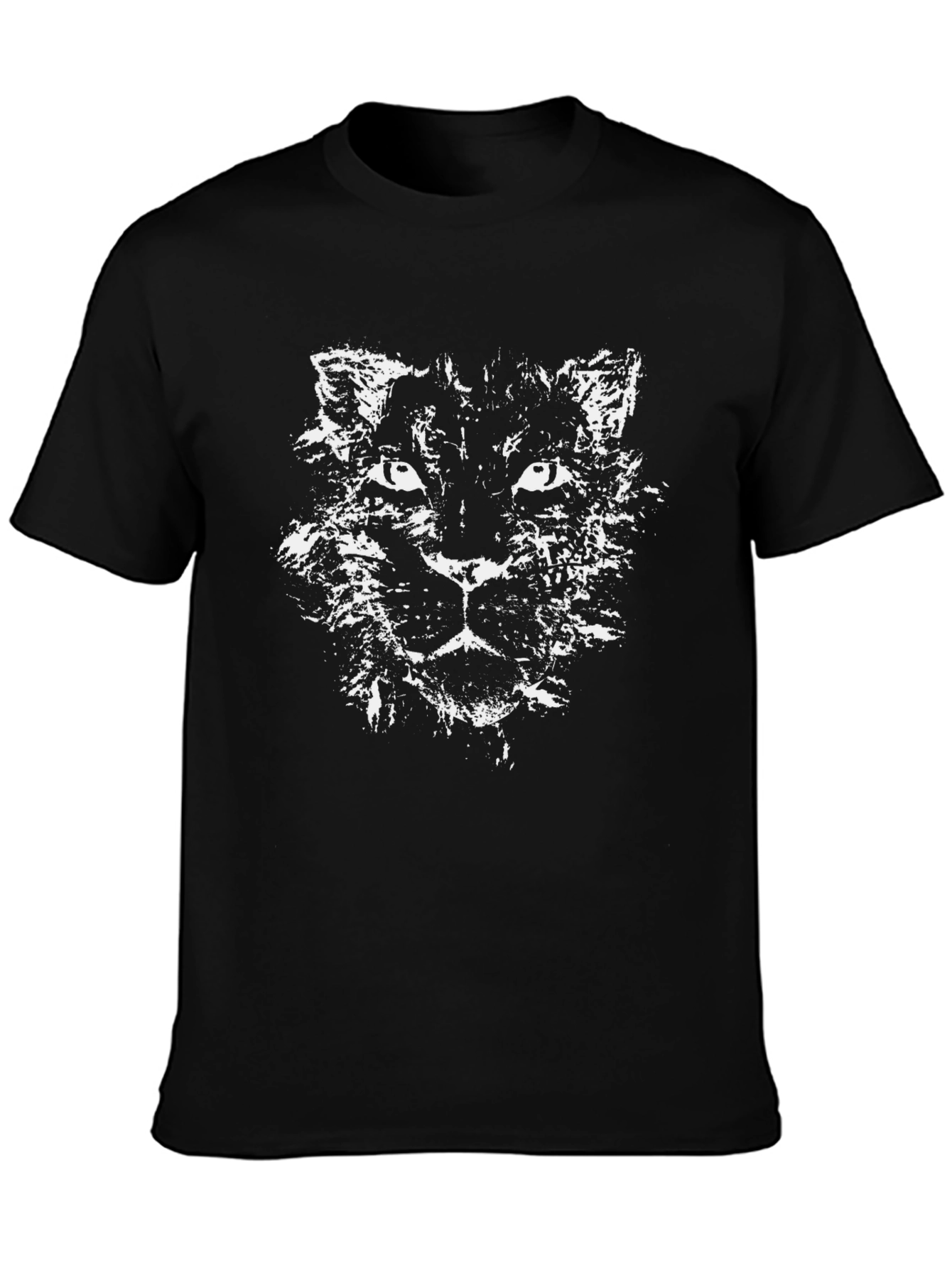 Black T-Shirt with Distressed Panther Graphic
