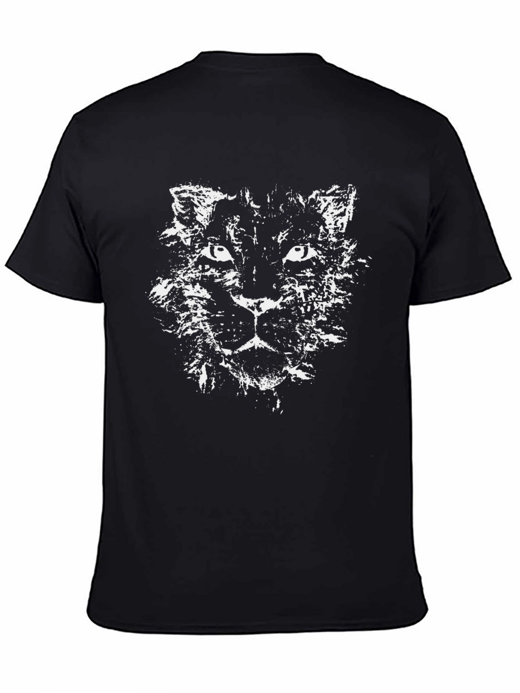 Black T-Shirt with Distressed Panther Graphic