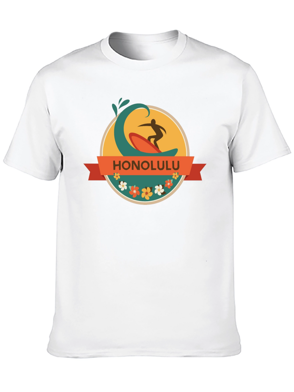 Honolulu Surfer Wave Graphic Tee - Black