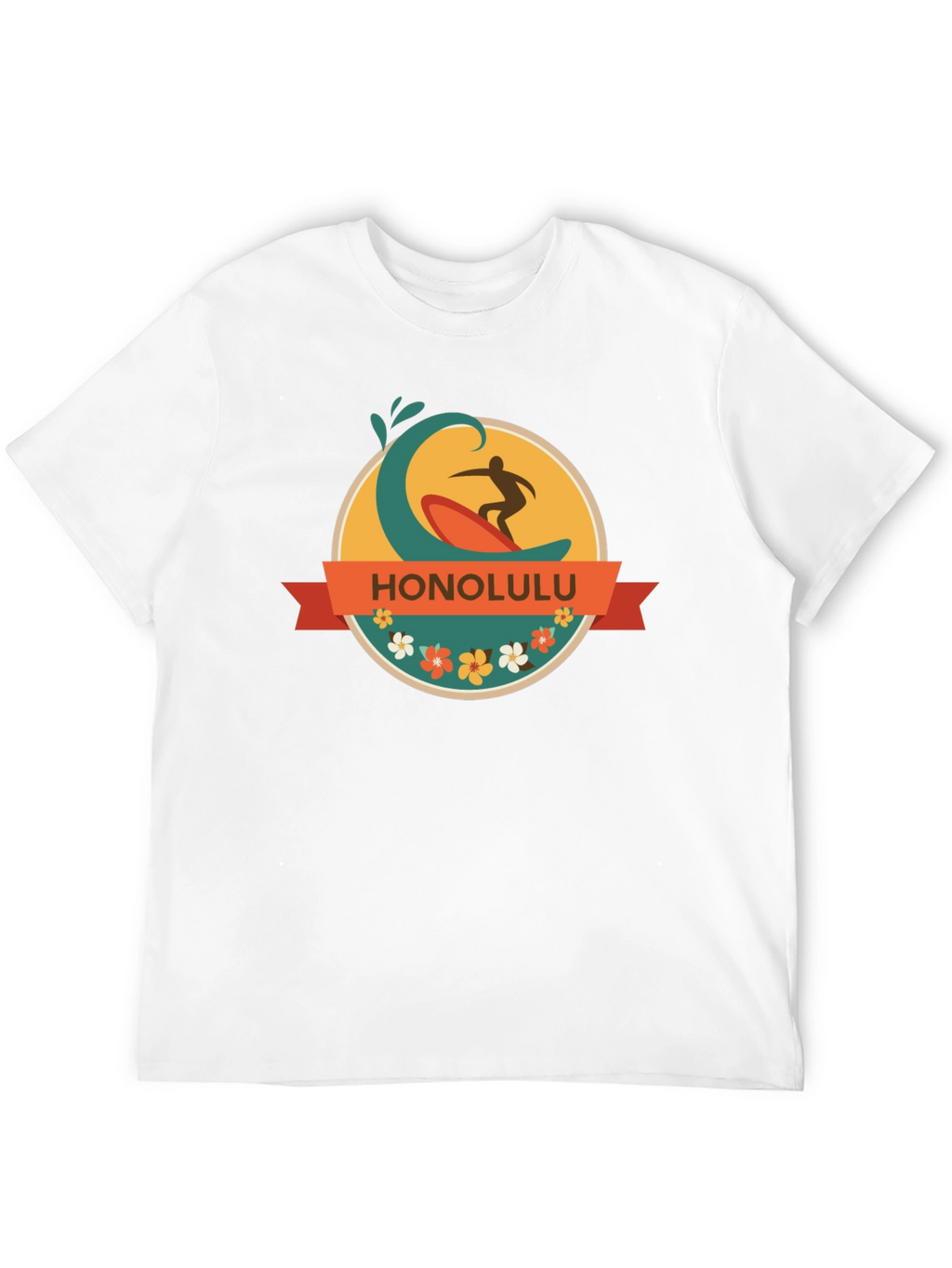 Honolulu Surfer Wave Graphic Tee - Black