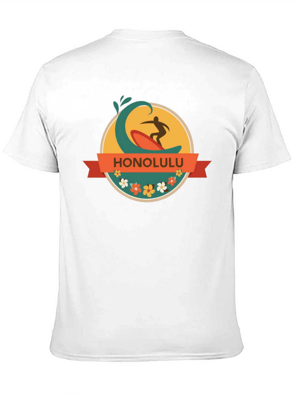 Honolulu Surfer Wave Graphic Tee - Black