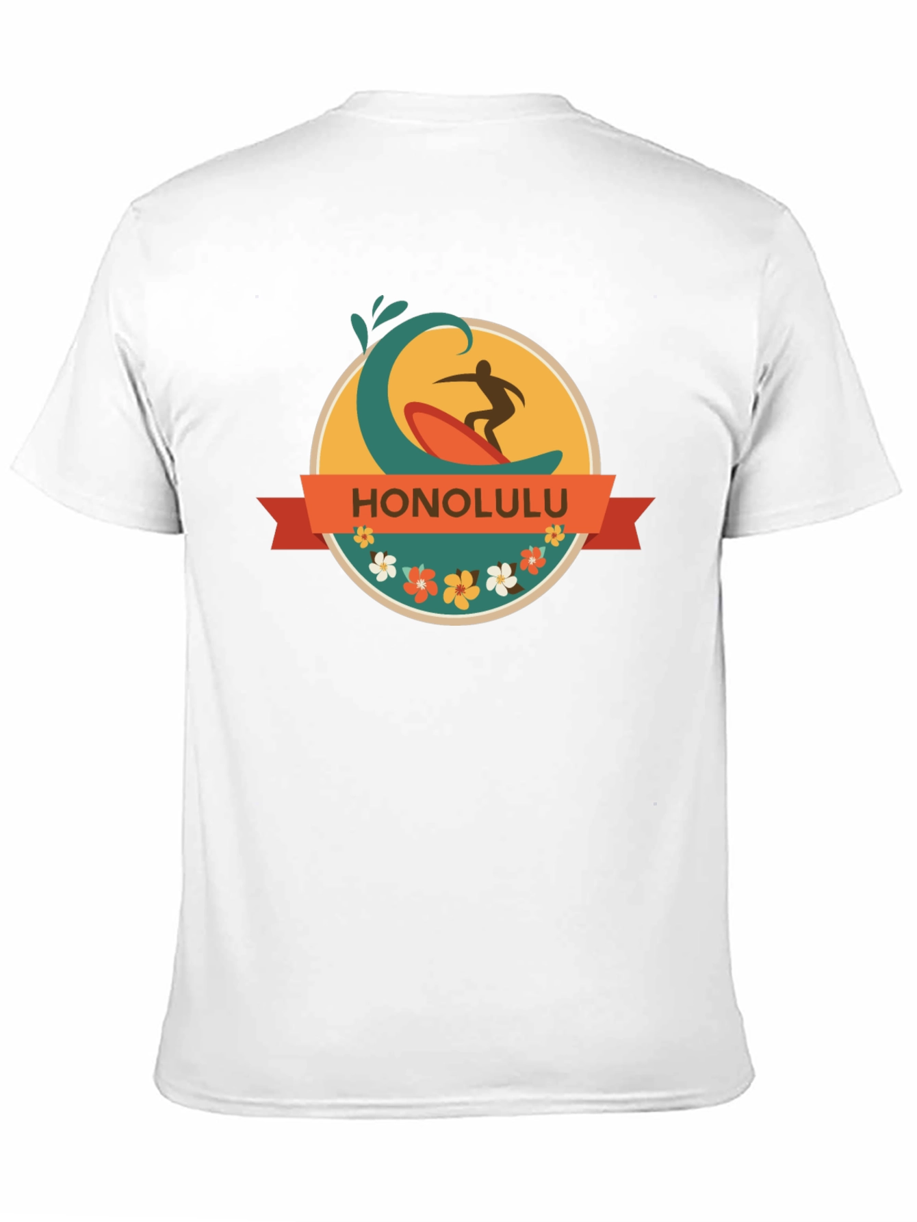Honolulu Surfer Wave Graphic Tee - Black