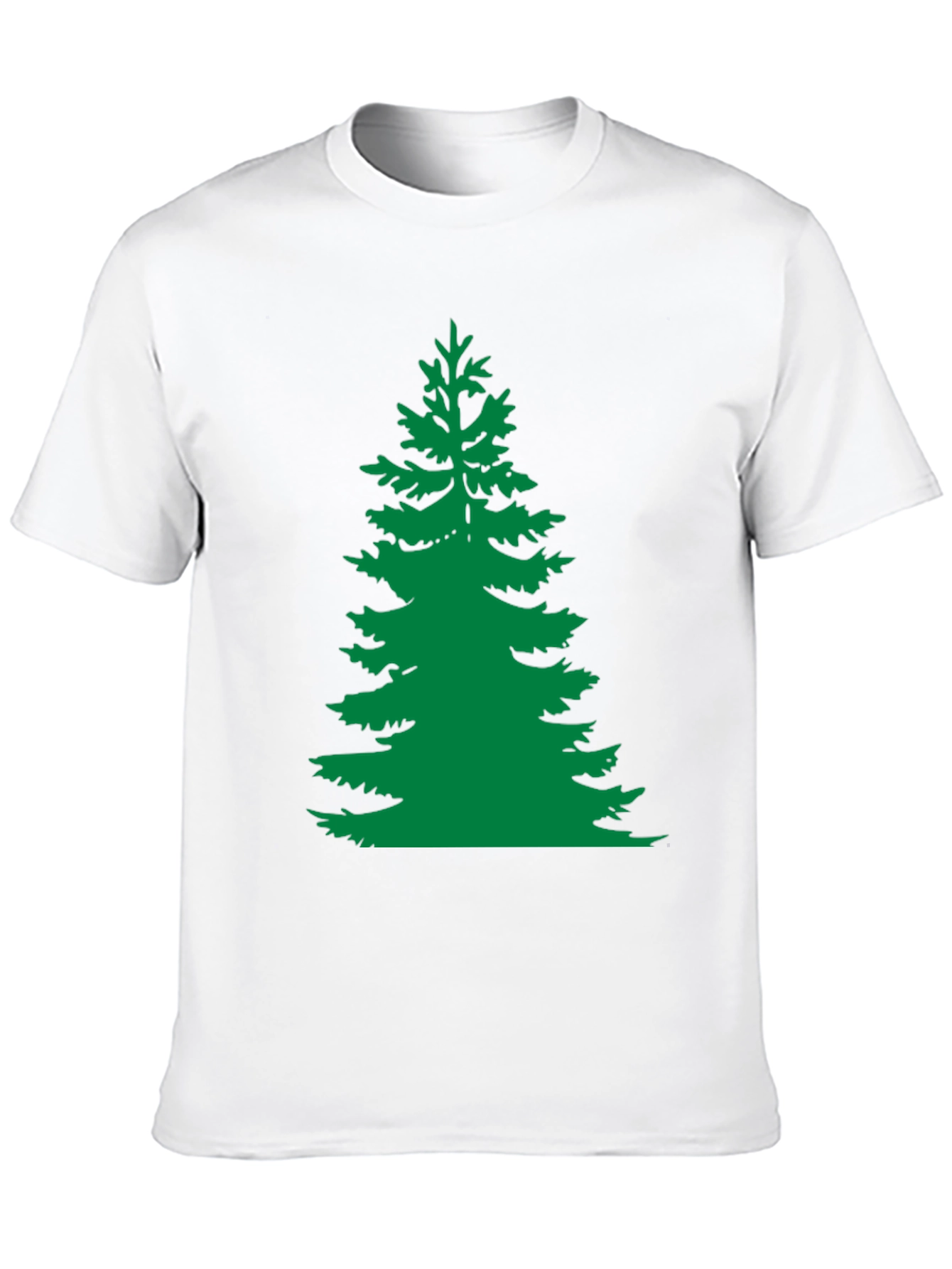 Green Pine Tree Graphic Black T-Shirt