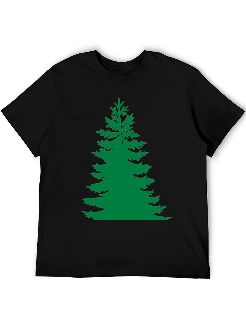Green Pine Tree Graphic Black T-Shirt