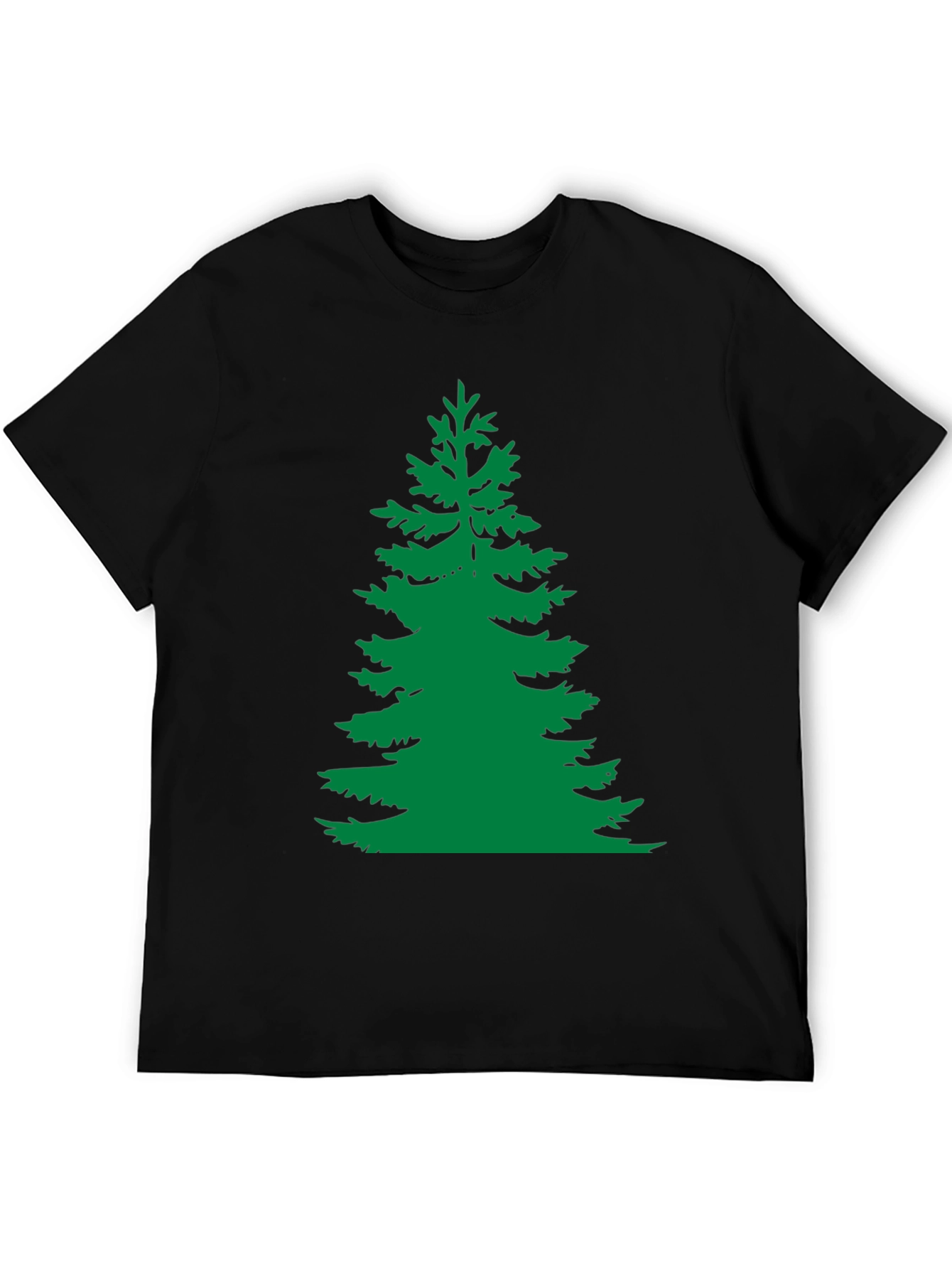 Green Pine Tree Graphic Black T-Shirt