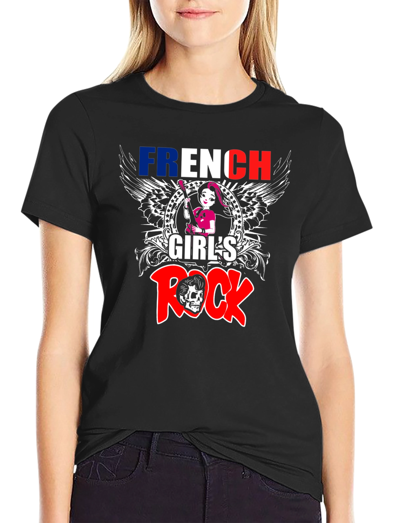 French Girls Rock T-Shirt - Skull Graphic Tee