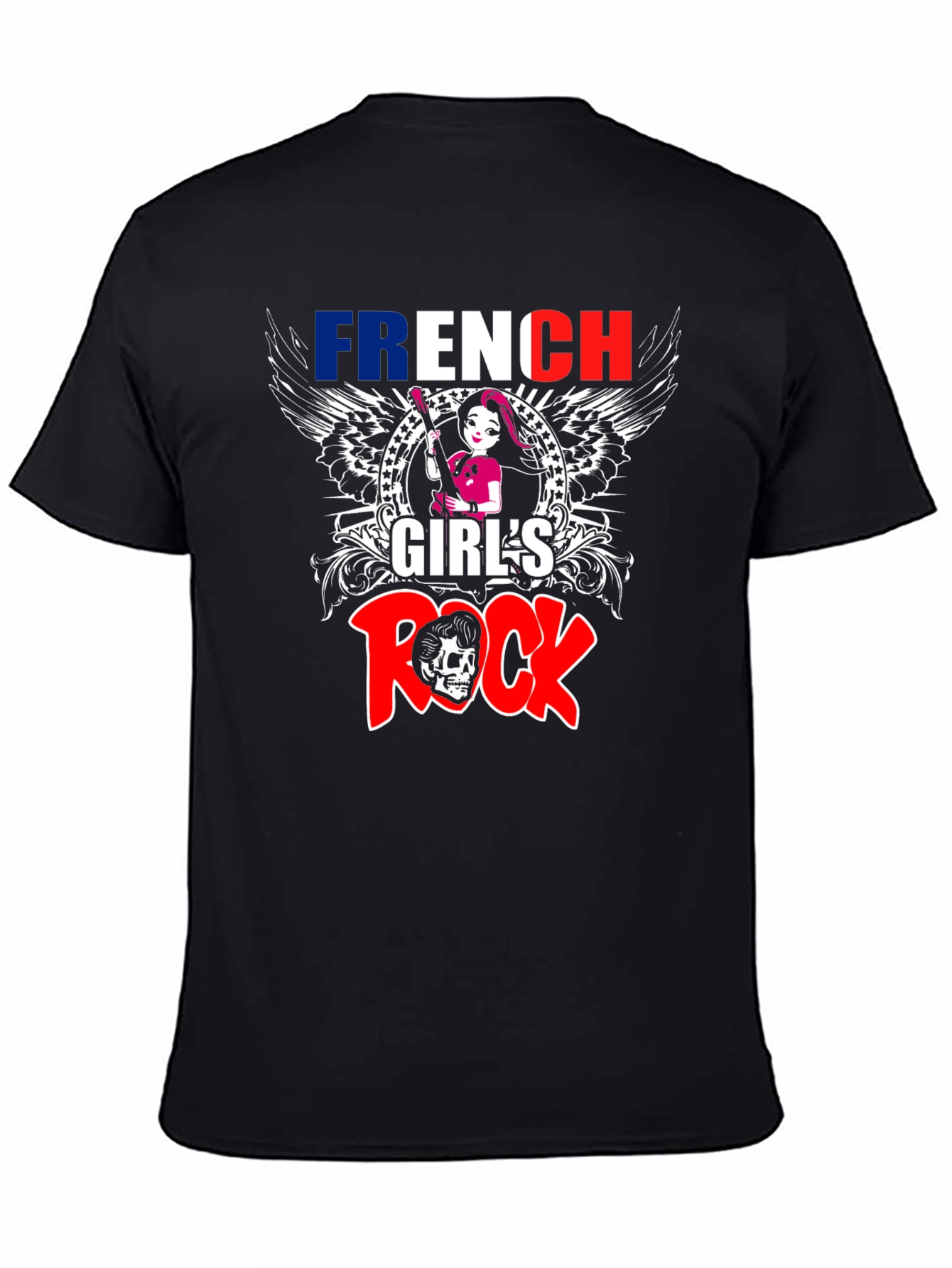 French Girls Rock T-Shirt - Skull Graphic Tee