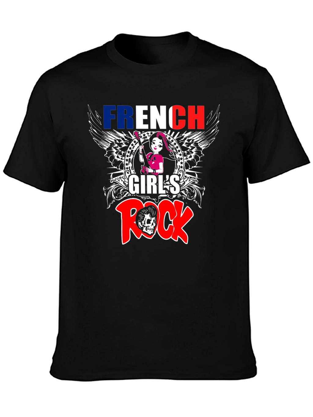 French Girls Rock T-Shirt - Skull Graphic Tee