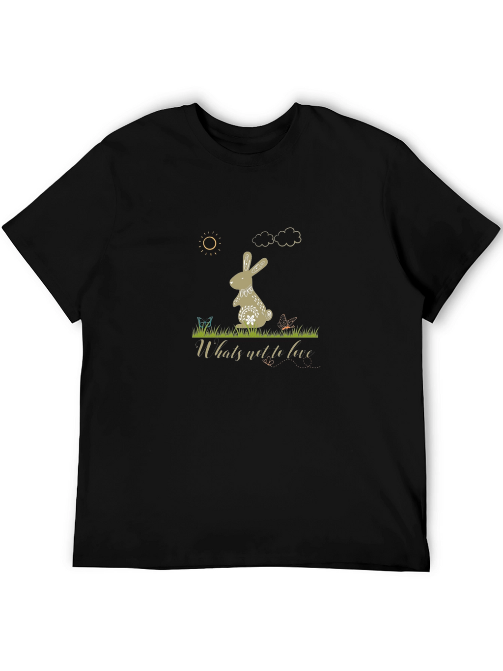 Rabbit Graphic Print Black T-Shirt