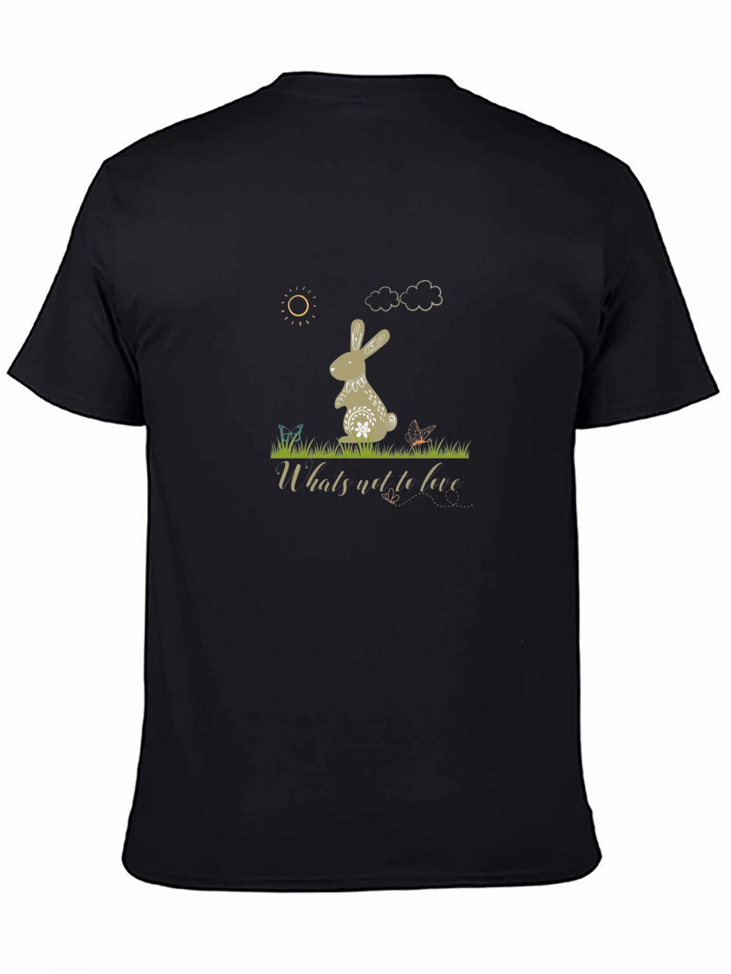 Rabbit Graphic Print Black T-Shirt