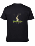 Rabbit Graphic Print Black T-Shirt