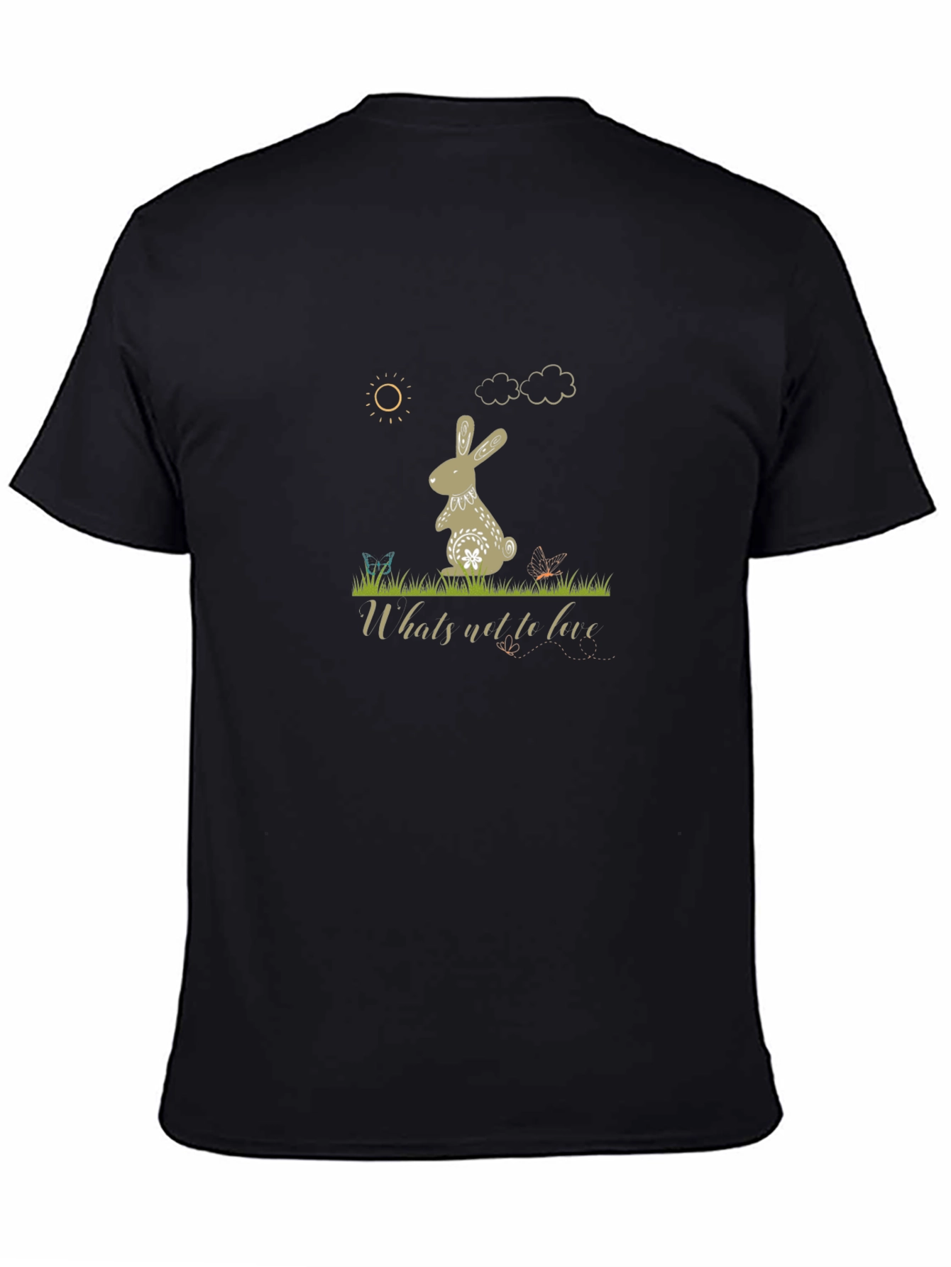 Rabbit Graphic Print Black T-Shirt