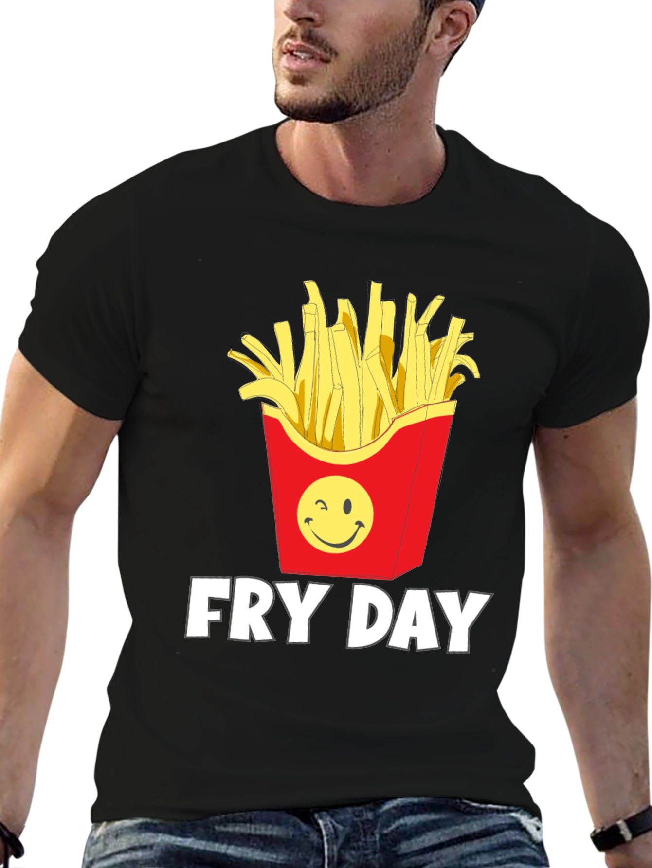 Fry Day Graphic T-Shirt - Black Cotton Tee