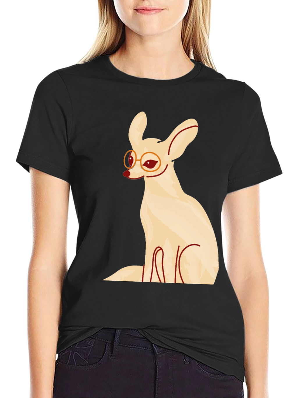Fennec Fox with Glasses Graphic T-Shirt