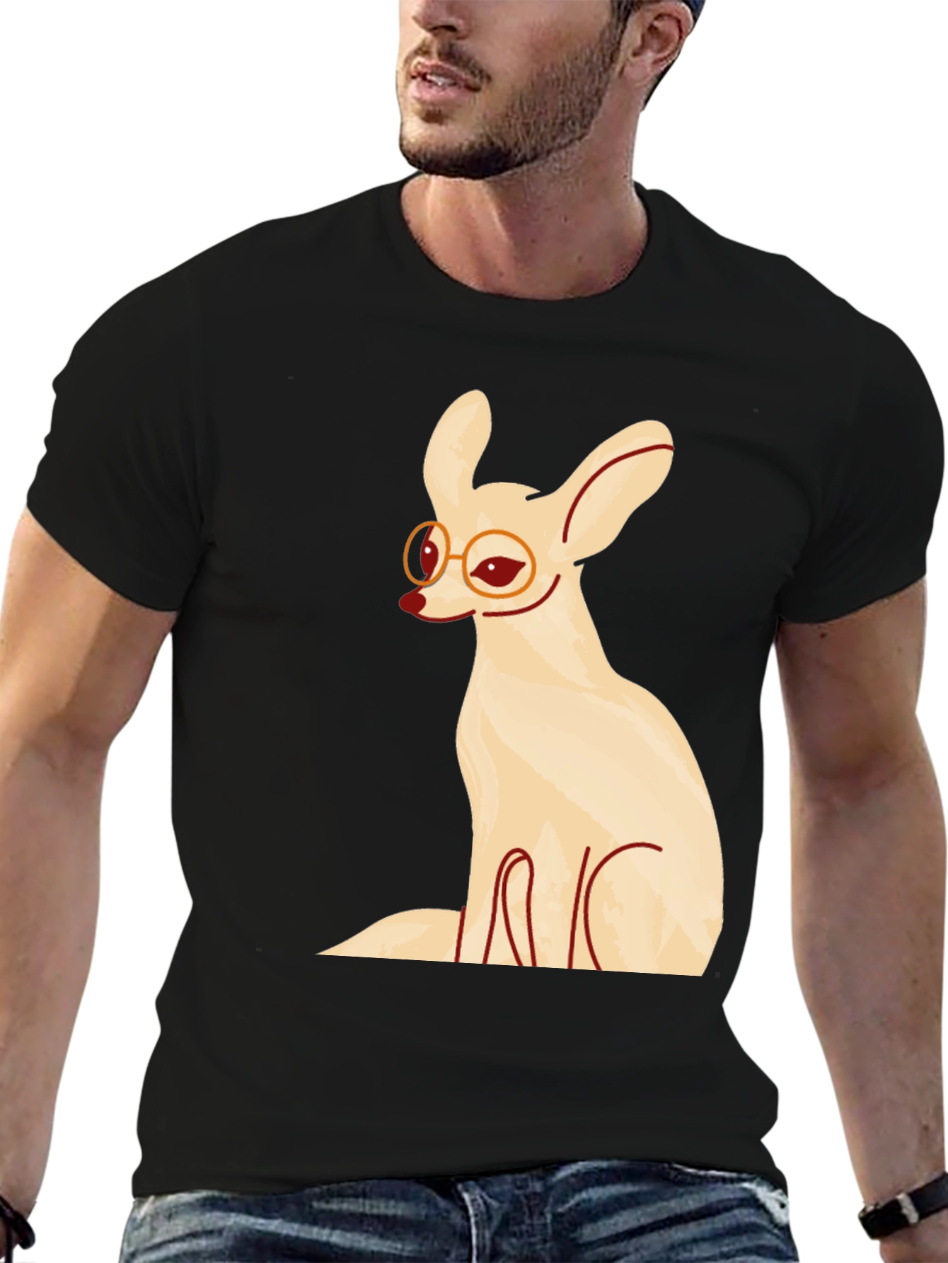 Fennec Fox with Glasses Graphic T-Shirt
