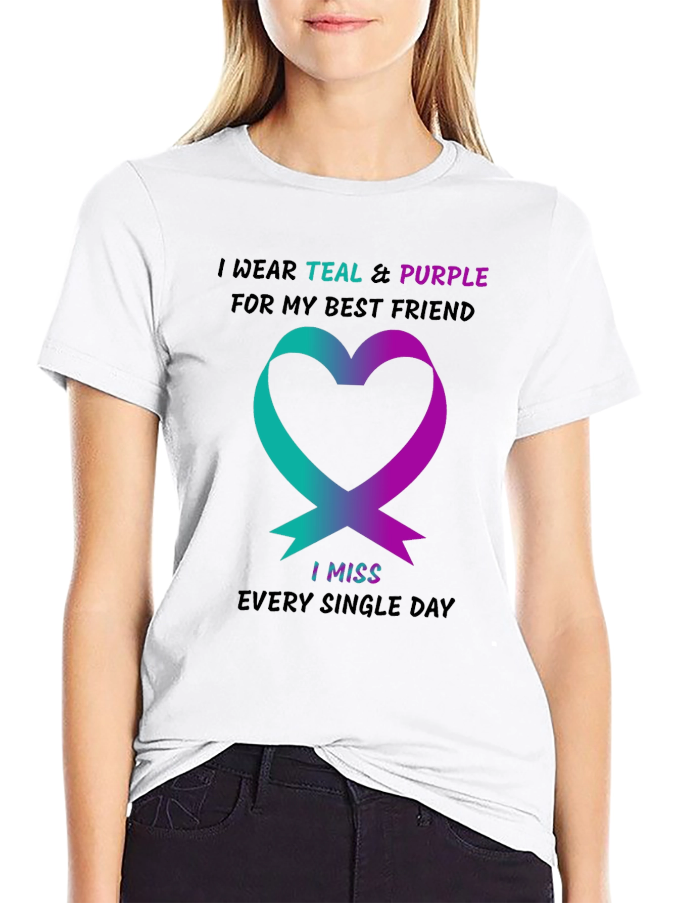 Teal & Purple Ribbon Best Friend T-Shirt