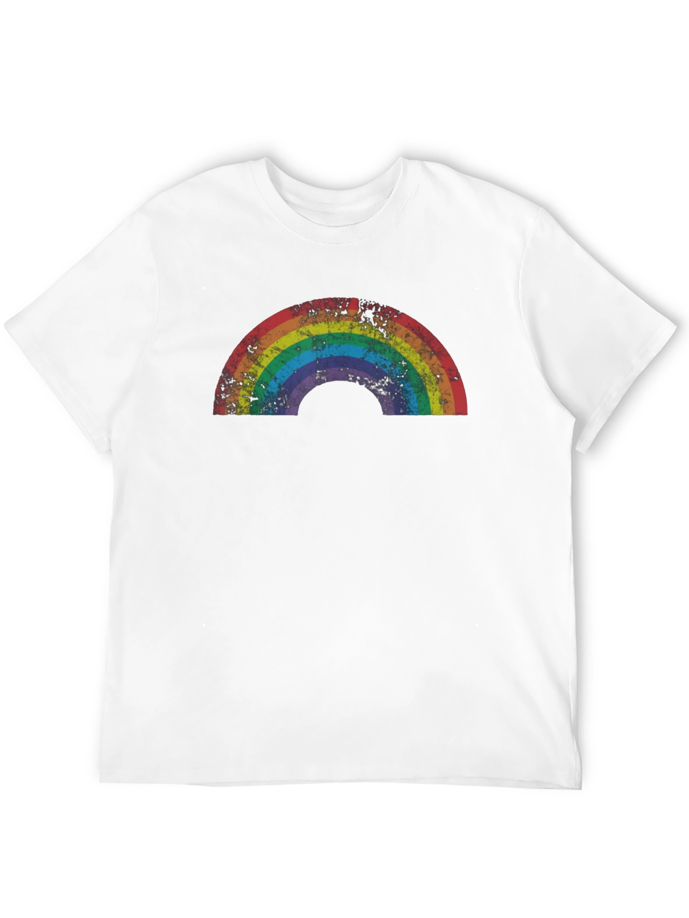 Retro Rainbow Graphic Tee - Black Cotton T-Shirt