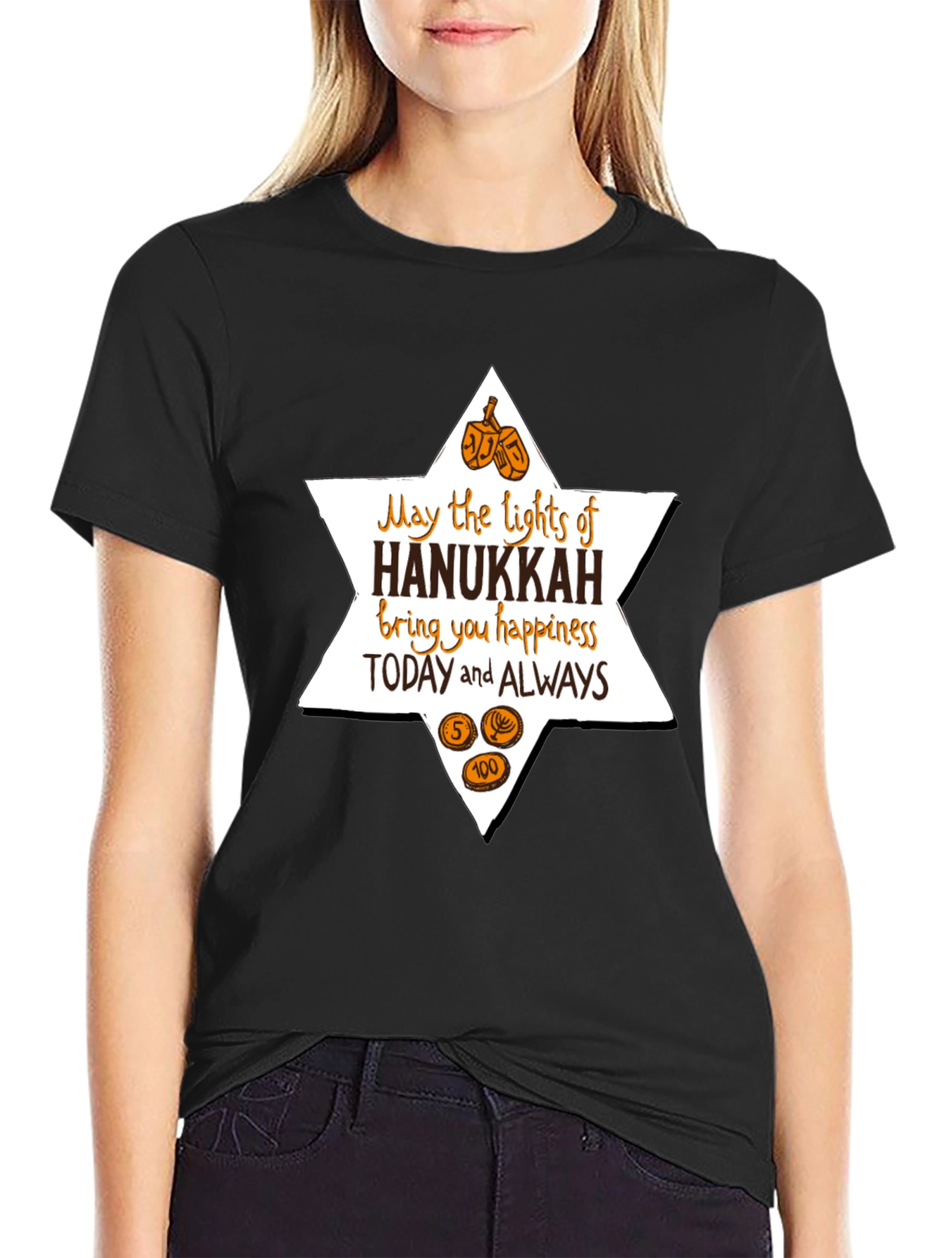 Hanukkah Lights Graphic T-Shirt