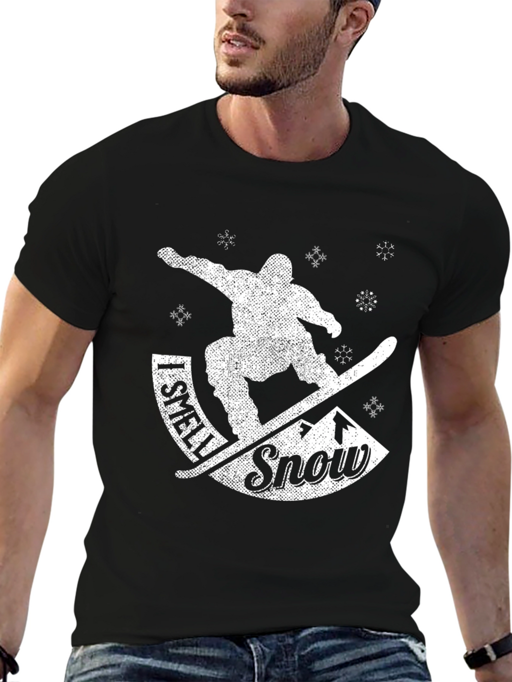 I Smell Snow Black Graphic Tee Shirt