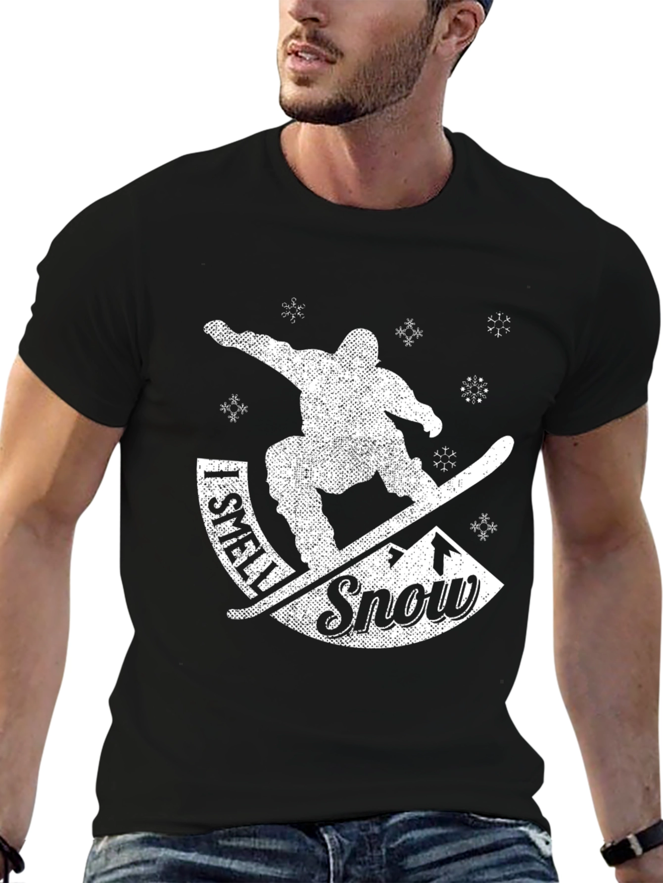 I Smell Snow Black Graphic Tee Shirt