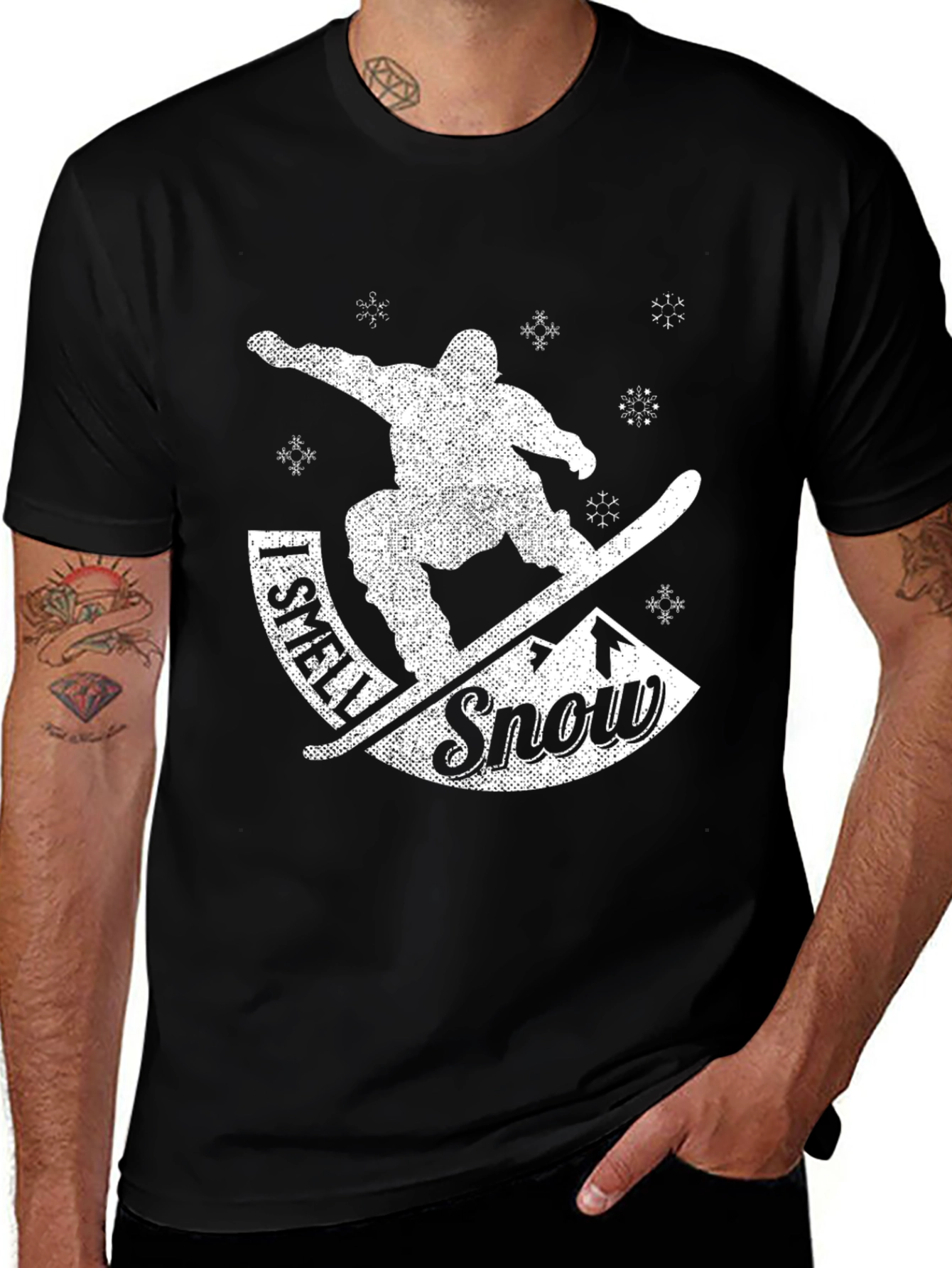 I Smell Snow Black Graphic Tee Shirt
