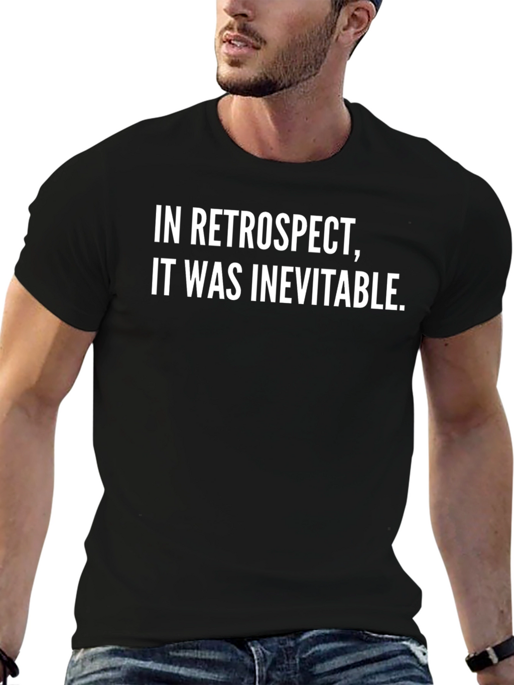 Inevitable Retro Black Cotton T-Shirt