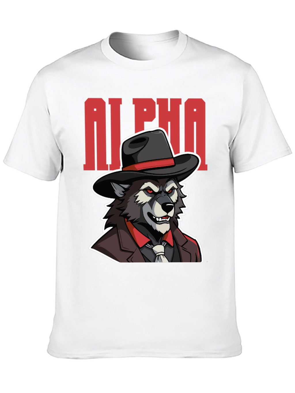 Alpha Wolf Gangster Graphic Tee - Black