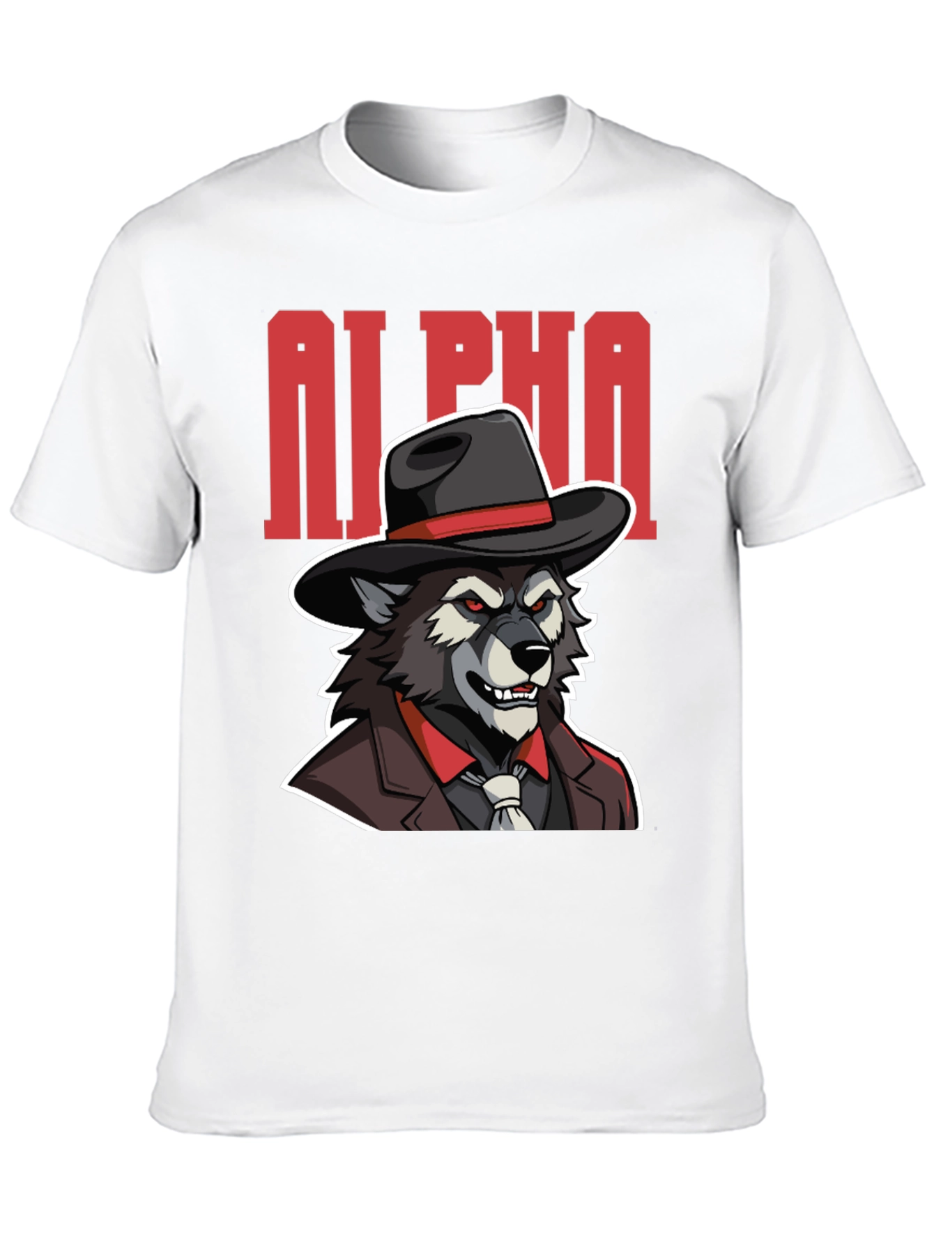 Alpha Wolf Gangster Graphic Tee - Black