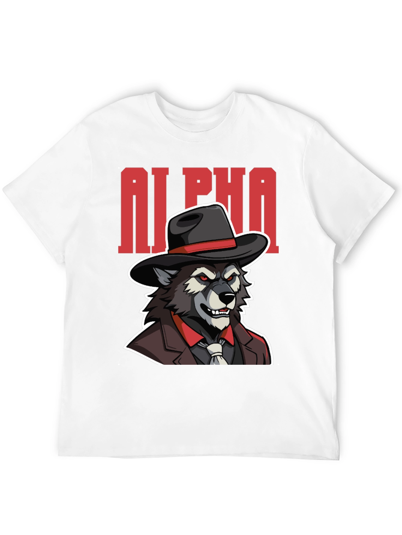 Alpha Wolf Gangster Graphic Tee - Black