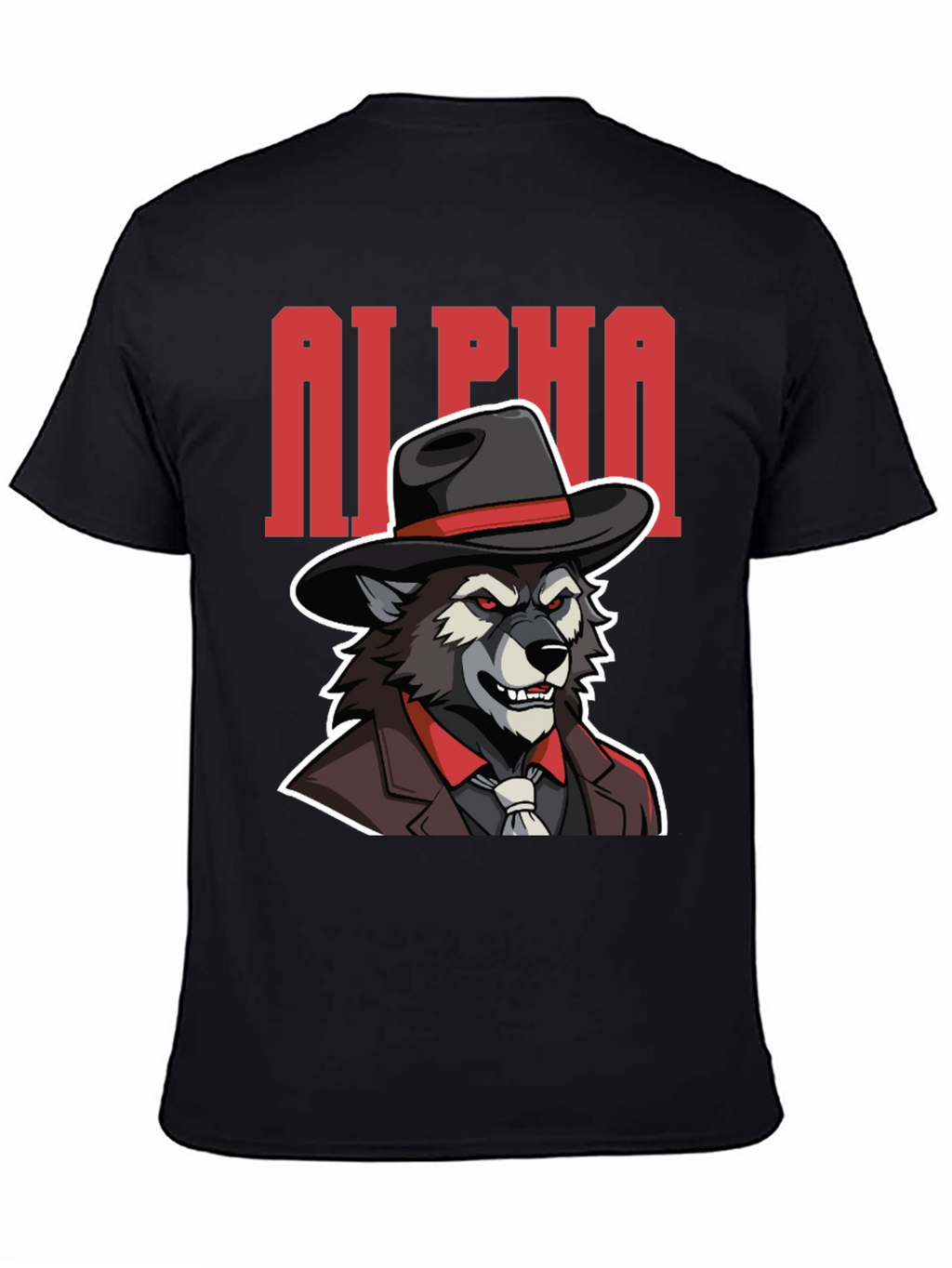 Alpha Wolf Gangster Graphic Tee - Black