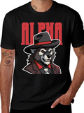 Alpha Wolf Gangster Graphic Tee - Black