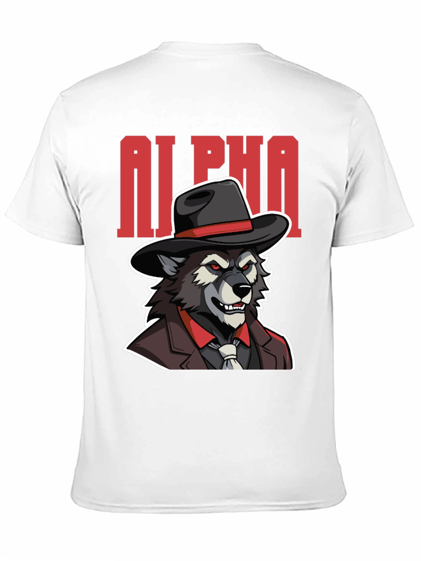 Alpha Wolf Gangster Graphic Tee - Black