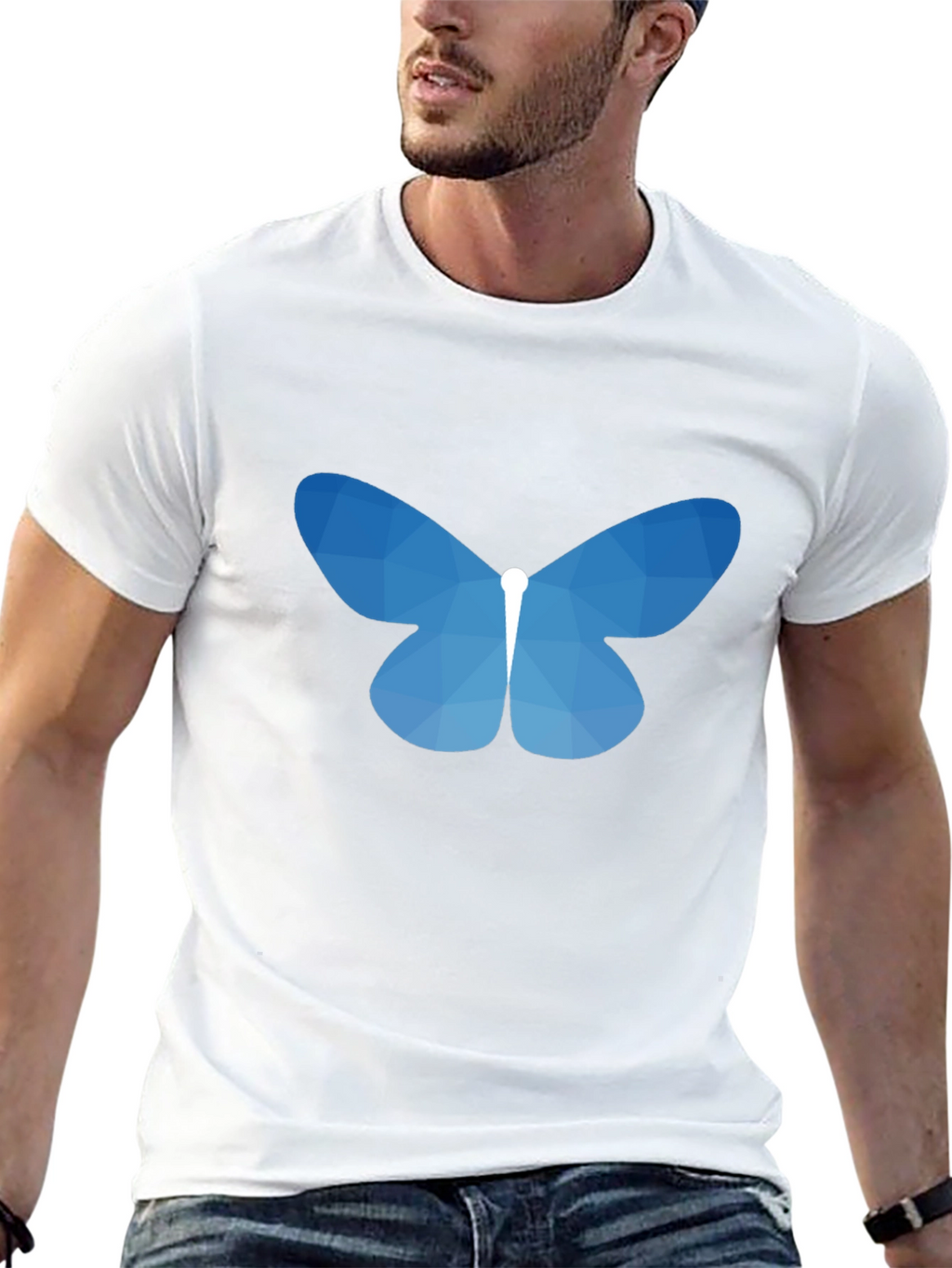 Geometric Butterfly Graphic Tee - Black