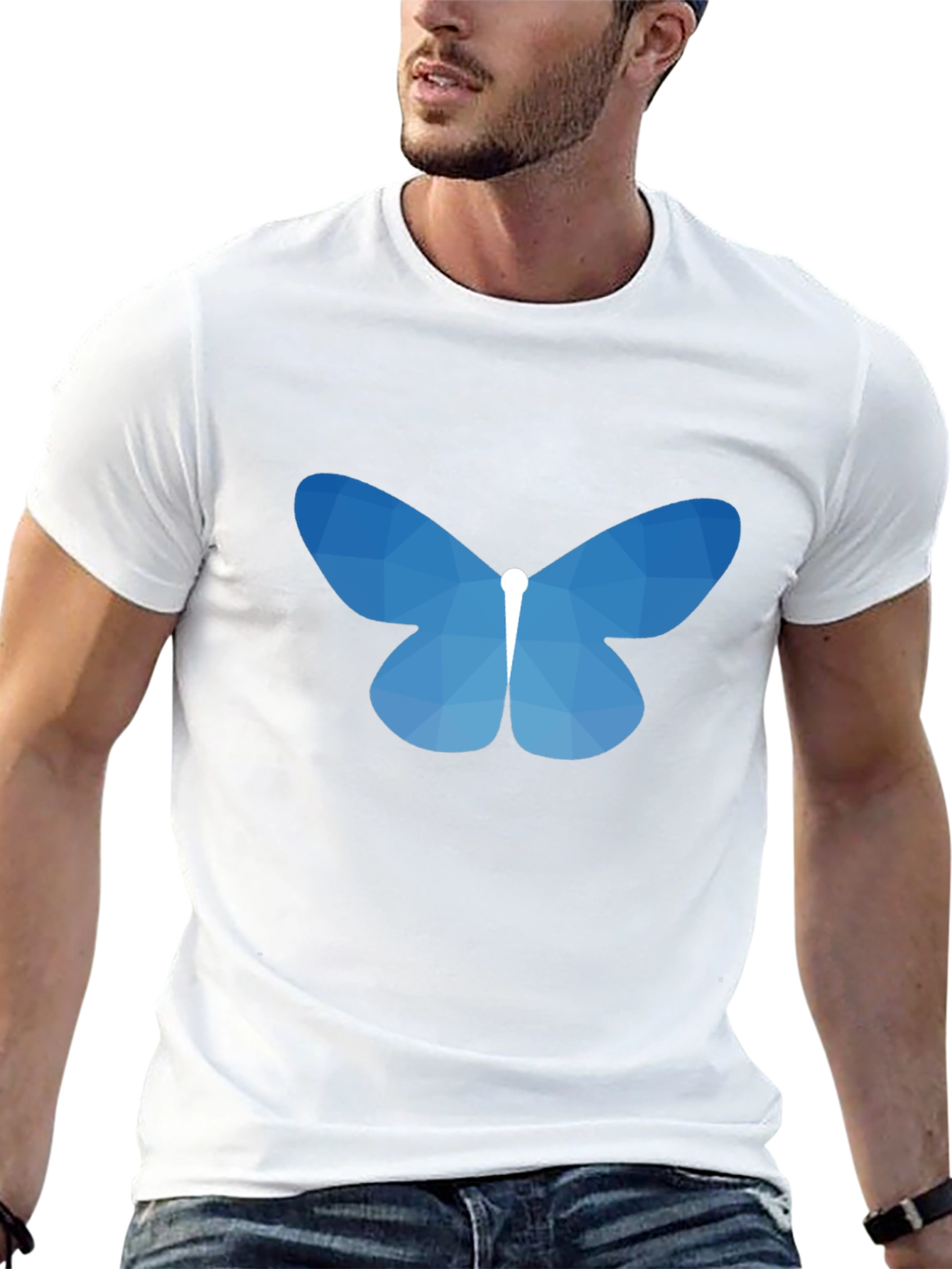 Geometric Butterfly Graphic Tee - Black