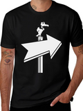 Arrow Direction Funny Bird Graphic T-Shirt