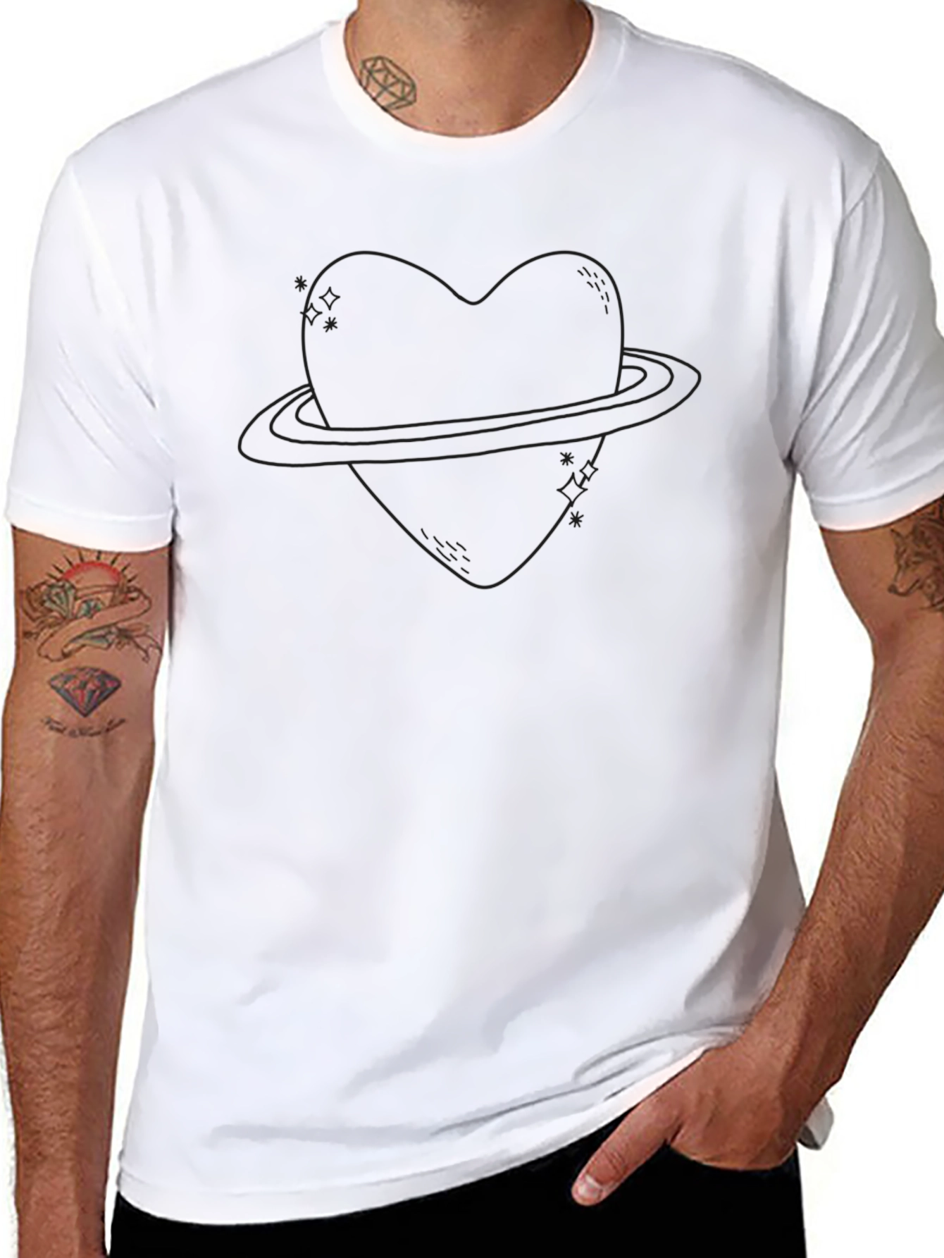 Heart Planet Graphic T-Shirt - Black