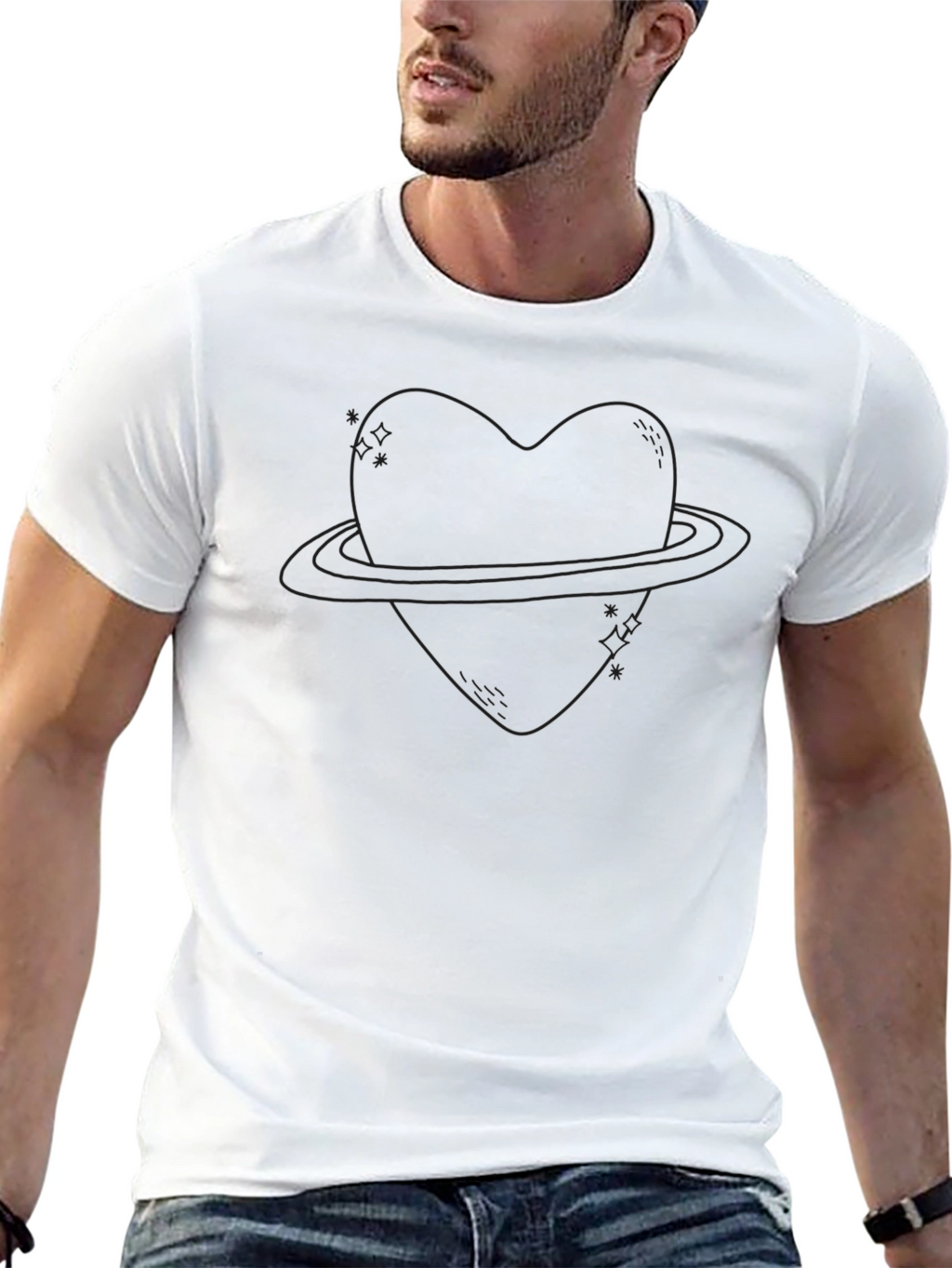 Heart Planet Graphic T-Shirt - Black