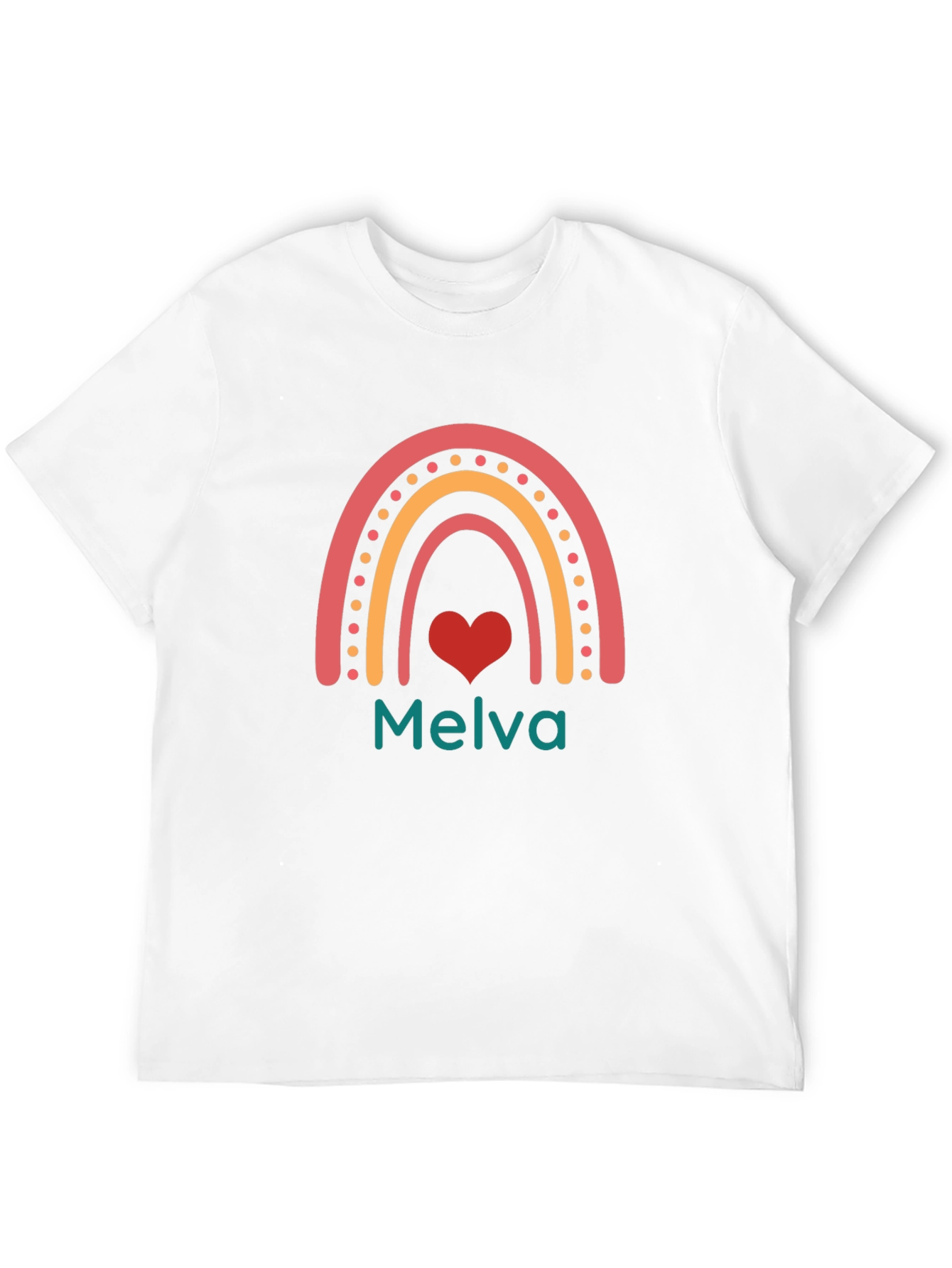 Melva Rainbow Heart Black Tee - Personalized Gift